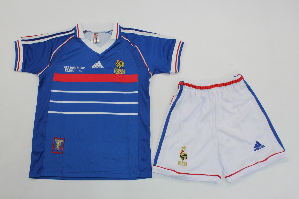 Kids-France 1998 World Cup Home Soccer Jersey